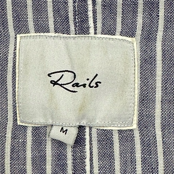 Rails Sloane Terrenas Stripe Tie Front Linen Shirt‎  Blue White Size Large - Picture 5 of 8